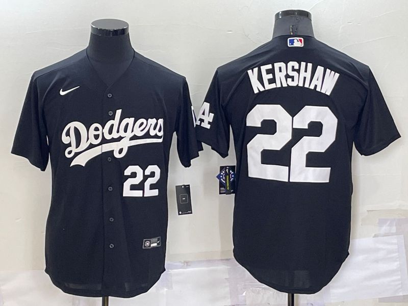 Men Los Angeles Dodgers #22 Kershaw Black Inversion Nike 2022 MLB Jersey